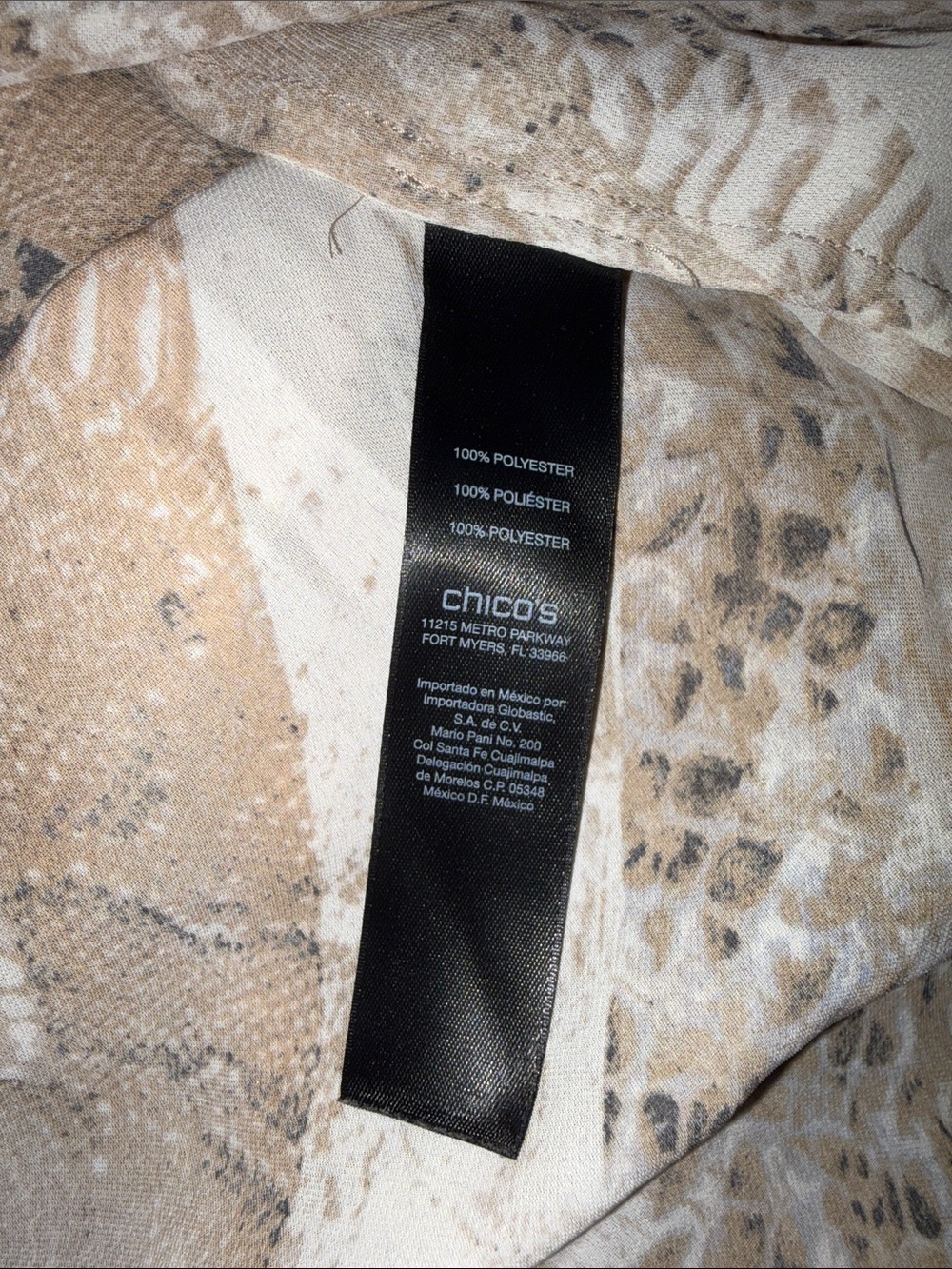Chico's Black Label Georgette Sheer Snake Print High Low Tunic XL - Picture 7 of 7